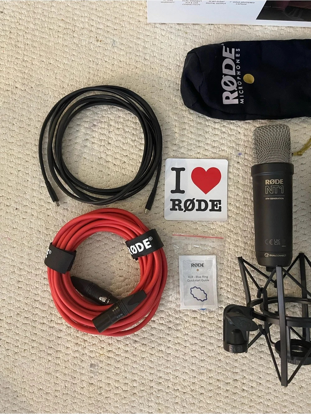 Rode NT1 5th Generation Condenser Microphone with SM6 Shockmount and Pop Filter